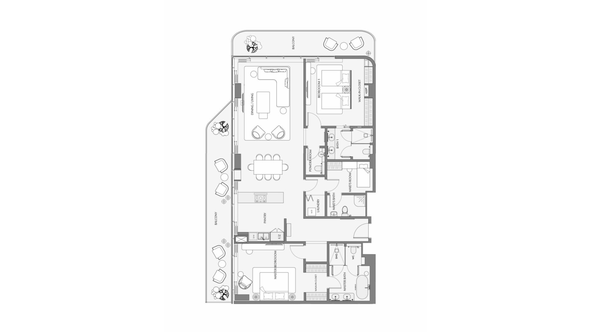 Apartment floor plan, 2 bedrooms in Anantara Mina Residences No. 11010