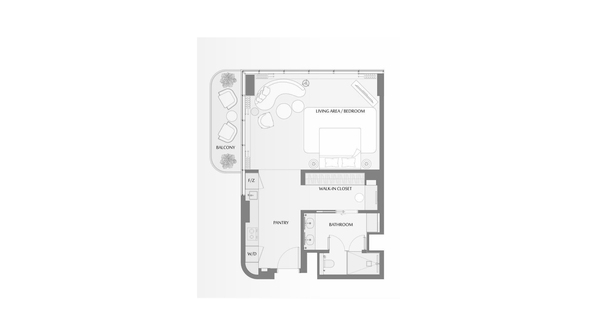 Apartment floor plan, 1 bedroom in Anantara Mina Residences No. 11007